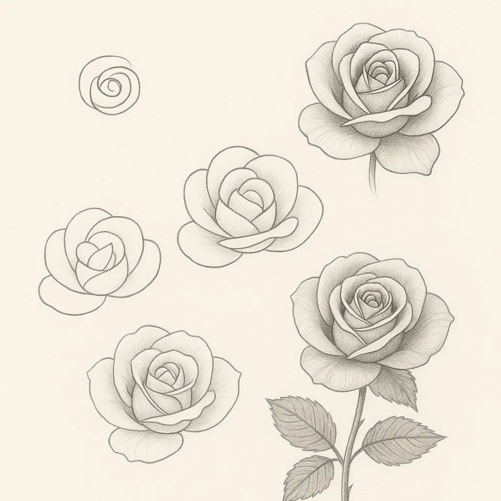 How to draw a rose